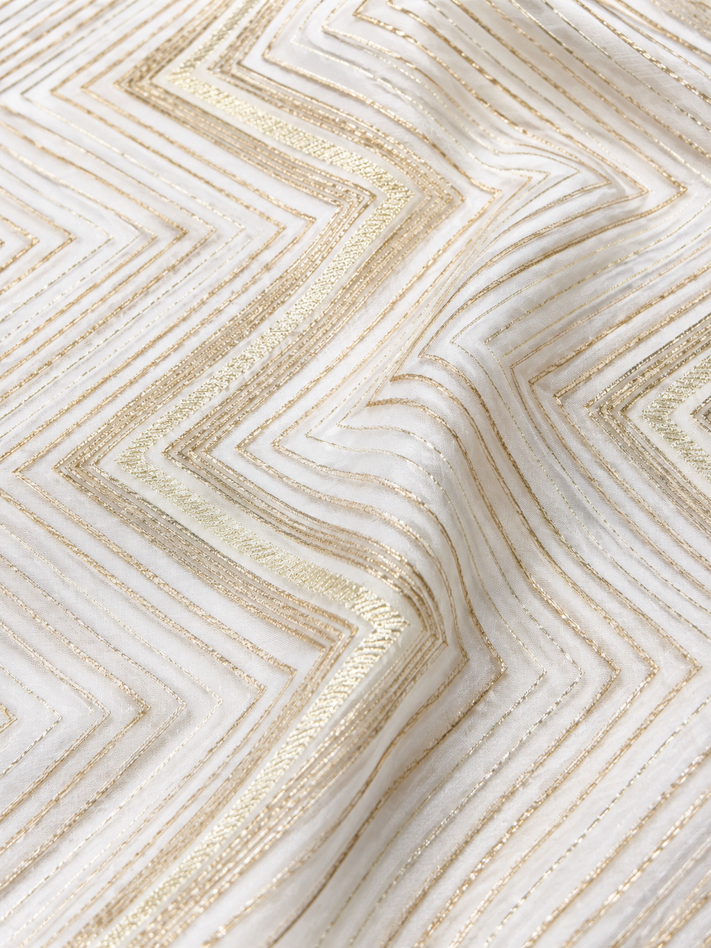 Off White Pure Organza Handloom Gota Patti Saree